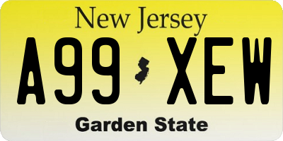 NJ license plate A99XEW