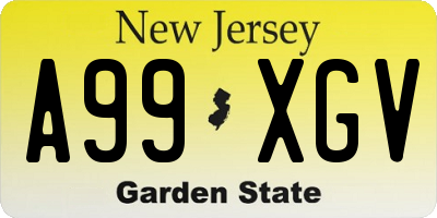 NJ license plate A99XGV