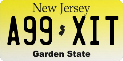 NJ license plate A99XIT