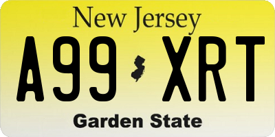 NJ license plate A99XRT