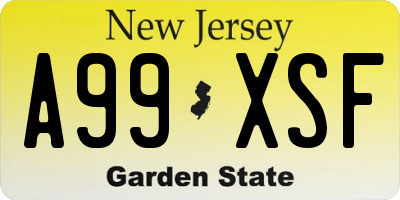 NJ license plate A99XSF