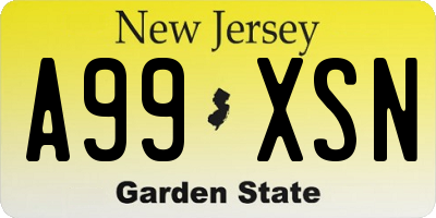 NJ license plate A99XSN