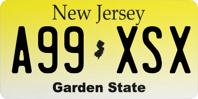 NJ license plate A99XSX