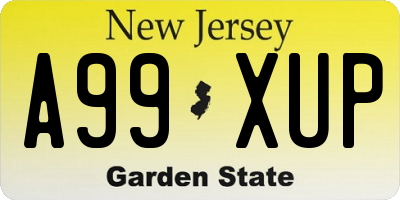 NJ license plate A99XUP