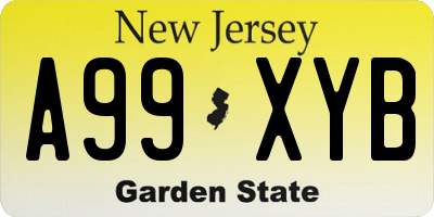 NJ license plate A99XYB