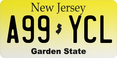 NJ license plate A99YCL
