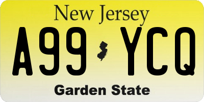 NJ license plate A99YCQ