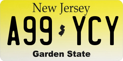 NJ license plate A99YCY