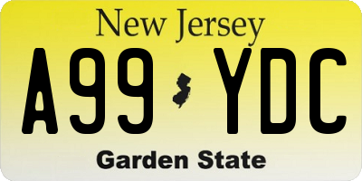 NJ license plate A99YDC