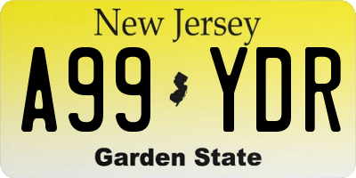 NJ license plate A99YDR