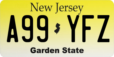 NJ license plate A99YFZ