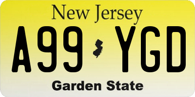NJ license plate A99YGD