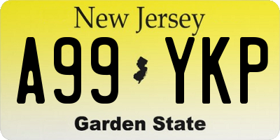 NJ license plate A99YKP