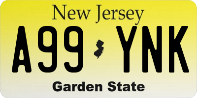 NJ license plate A99YNK