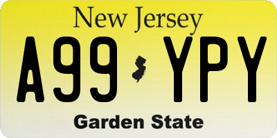 NJ license plate A99YPY