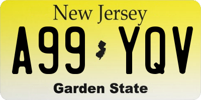 NJ license plate A99YQV