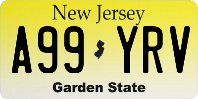 NJ license plate A99YRV