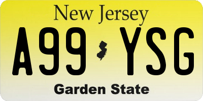 NJ license plate A99YSG