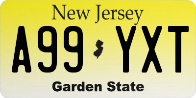 NJ license plate A99YXT