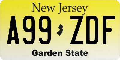 NJ license plate A99ZDF