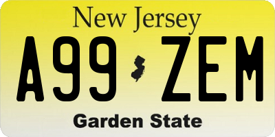 NJ license plate A99ZEM
