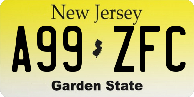 NJ license plate A99ZFC