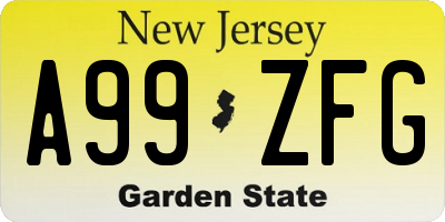 NJ license plate A99ZFG