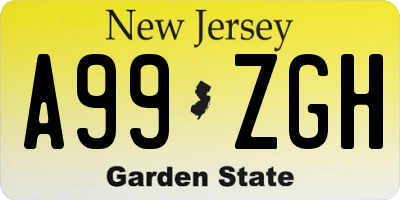 NJ license plate A99ZGH