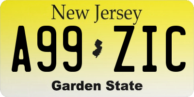 NJ license plate A99ZIC