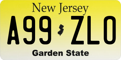 NJ license plate A99ZLO