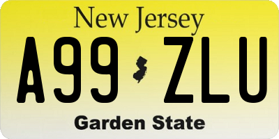 NJ license plate A99ZLU