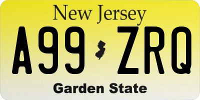 NJ license plate A99ZRQ