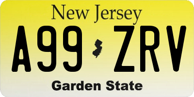 NJ license plate A99ZRV