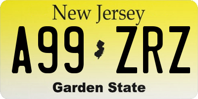 NJ license plate A99ZRZ