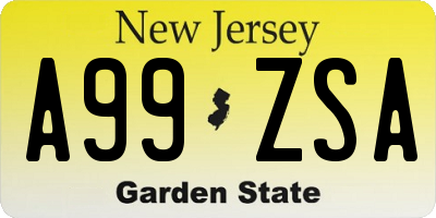 NJ license plate A99ZSA