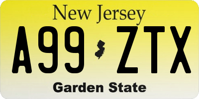 NJ license plate A99ZTX