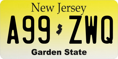 NJ license plate A99ZWQ