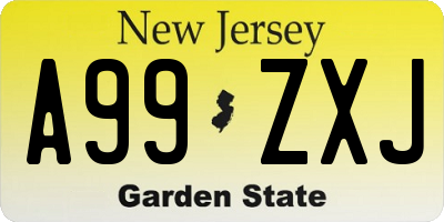 NJ license plate A99ZXJ