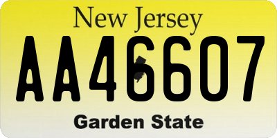 NJ license plate AA46607