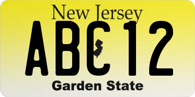 NJ license plate ABC12