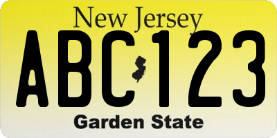 NJ license plate ABC123