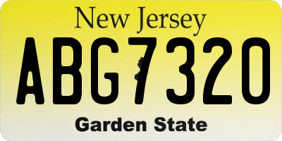 NJ license plate ABG7320