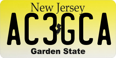 NJ license plate AC3GCA