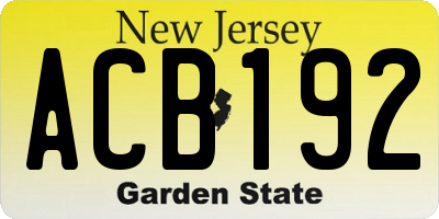 NJ license plate ACB192