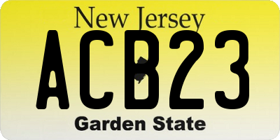 NJ license plate ACB23