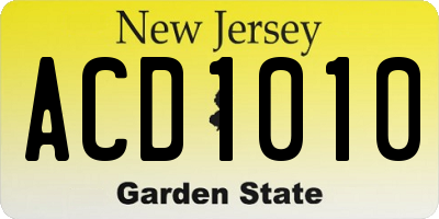 NJ license plate ACD1010