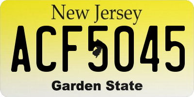 NJ license plate ACF5045