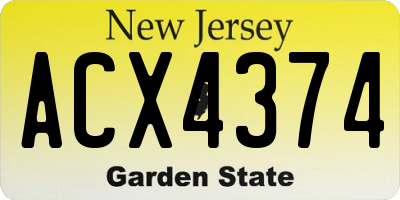 NJ license plate ACX4374