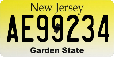 NJ license plate AE99234