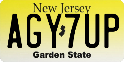 NJ license plate AGY7UP